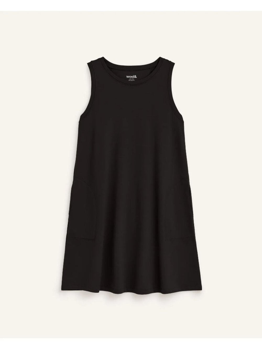 Wool& Sierra Merino Wool Tank Dress Black XL Pockets Minimalist Sustainable